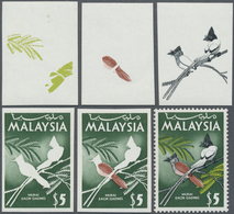 ** Malaysia: 1965, Birds $5 'Asiatic Paradise Flycatcher' (Terpsiphone Paradisi) In Five Different Impe - Maleisië (1964-...)