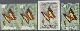 ** Malaysia: 1970, Butterflies 50c. 'Polyura Athamas Samatha' Horizontal Imperforate PROGRESSIVE PROOF - Malesia (1964-...)