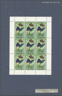 ** Malaysia: 1970, Butterflies ($5) 'Narathura Centaurus Centaurus' Perf. Miniature Sheetlet Of Nine Pr - Malaysia (1964-...)