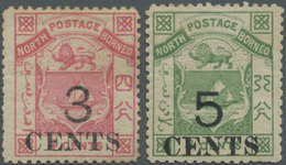 * Nordborneo: 1886, Coat Of Arms 4c. Pink Surch. '3 CENTS' And 8c. Green Surch. '5 CENTS' Both Perf. 1 - Noord Borneo (...-1963)