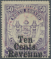 O Nordborneo: 1886 REVENUE 10c. On 50c. Violet Showing Variety "Inverted "L" For First "F" In FIFTY", - Noord Borneo (...-1963)
