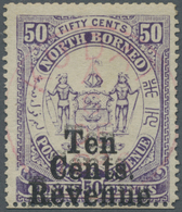 O Nordborneo: 1886 REVENUE 10c. On 50c. Violet Showing Variety "Inverted "L" For First "F" In FIFTY", - Bornéo Du Nord (...-1963)