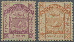 * Nordborneo: 1886, Coat Of Arms ½c. Magenta And 1c. Orange In New Type Perf. 12 Both Mint Hinged With - North Borneo (...-1963)