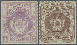 * Nordborneo: 1889, Coat Of Arms $5 Bright Purple (heavy Hinged And Minor Thins) And $10 Brown (lightl - Noord Borneo (...-1963)