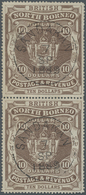 O Nordborneo: 1889 $10 Brown Vertical Pair, The Upper Stamp Showing Variety "DOLLAPS For DOLLARS At Fo - Nordborneo (...-1963)