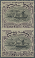 * Nordborneo: 1894 8c. Black & Dull Purple Vertical Pair, IMPERFORATED BETWEEN, Mounted Mint, Slightly - North Borneo (...-1963)