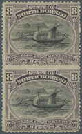 * Nordborneo: 1894 8c. Black & Dull Purple Vertical Pair, IMPERFORATED BETWEEN, Mounted Mint, Slightly - Noord Borneo (...-1963)