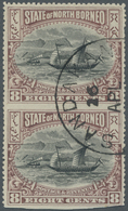 O Nordborneo: 1894 8c. Black & Dull Purple Vertical Pair, IMPERFORATED BETWEEN And At Foot, Cancelled - North Borneo (...-1963)