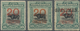 * Nordborneo: 1909, Banteng 18c. Black And Blue-green Surch. '20 CENTS' With Both Perfoations And Addi - Noord Borneo (...-1963)