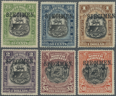 * Nordborneo: 1911, Coat Of Arms Complete Set Of Six 25c. To $10 With Black SPECIMEN Opt., Mint Hinged - North Borneo (...-1963)