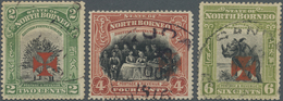 O Nordborneo: 1916, Pictorial Definitives With CROSS Opt. In Vermilion Three Values Incl. 2c., 4c. And - Noord Borneo (...-1963)