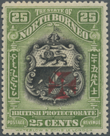 * Nordborneo: 1916, Pictorial Definitive 25c. Green 'Coat Of Arms' With CROSS Opt. In Carmine (matt In - North Borneo (...-1963)