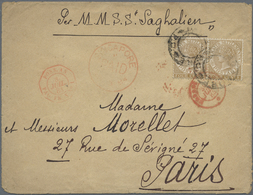 Br Singapur: 1884 Cover From Singapore To Paris 'Per M.M.S.S. "Saghalien", Franked By Straits Settlemen - Singapore (...-1959)