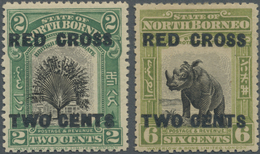 * Nordborneo: 1918, Pictorial Definitives 2c. 'Travellers Tree' And 6c. 'Sumatran Rhinoceros' Both Wit - Noord Borneo (...-1963)