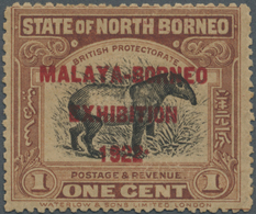 * Nordborneo: 1922, Malaya-Borneo Exhibition 1c. 'Malayan Tapir' Perf. 14½-15 With Opt. Variety 'Raise - North Borneo (...-1963)