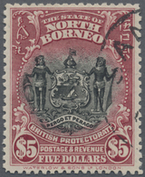 O Nordborneo: 1928, Coat Of Arms $5 Black And Lake With New Perforation 12½ Fine Used With Part Sandak - Noord Borneo (...-1963)