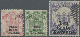 O Nordborneo - Stempelmarken: 1886, Coat Of Arms Definitives With Opt. 'Revenue' Complete Set Of Three - Noord Borneo (...-1963)