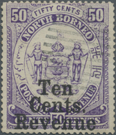 O Nordborneo - Stempelmarken: 1886, Coat Of Arms Definitive 50c. Violet With Opt. 'Ten Cents Revenue' - Noord Borneo (...-1963)