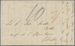 Br Singapur: 1852. Stampless Envelope Written From Singapore Dated '29th Sept 52' Addressed To Cadiz, S - Singapour (...-1959)