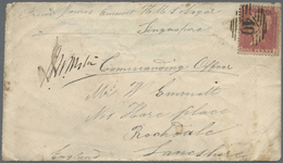Br Singapur: 1858, Great Britain 1 D. Carmine With Numer "40" On Seaman Envelope With Handwritten Endor - Singapour (...-1959)