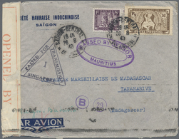 Br Singapur: 1940. Air Mail Envelope Addressed To Madagascar Bearing Lndo-China SG 175, 5c Purple And S - Singapour (...-1959)