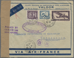 Br Singapur: 1940. Air Mail Envelope Addressed To Madagascar Bearing Indo-China SG 175, 5c Purple, SG 1 - Singapore (...-1959)