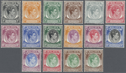 ** Singapur: 1948, KGVI Definitives Perf. 14 Complete Set Of 15 And Additional The $5 In A Different Sh - Singapore (...-1959)