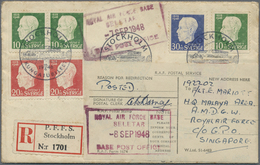 Br Singapur: 1948 Unrecorded Rectangular Framed Singapore Postmark "ROYAL AIR FORCE BASE/SELETAR/-8 SEP - Singapour (...-1959)