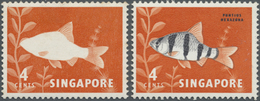 ** Singapur: 1962, Definitive Issue 4c. 'Tiger Barb' With BLACK OMITTED, Mint Never Hinged But Some Gum - Singapore (...-1959)