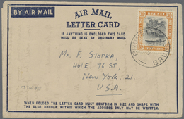 Br Brunei: 1948, Air Mail Letter Card Addressed To USA Franked With 30c. Brunei River Tied By BRUNEI Da - Brunei (1984-...)