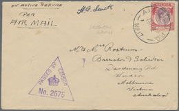 Br/ Malaiische Staaten - Straits Settlements: 1941, Airmail Letter "On Active Service" Bearing 25 C. Tie - Straits Settlements