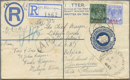 GA Malaiische Staaten - Britische Militärverwaltung: 1947, Registered Stationery Envelope With Addition - Malaya (British Military Administration)