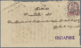 Br Malaiische Staaten - Johor: 1908, 3c. Dull Purple/carmine, Single Franking On Cover (opening Faults) - Johore