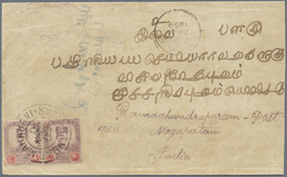 Br Malaiische Staaten - Johor: 1909, 4c. Dull Purple/carmine, Two Copies On Cover From "BANDAR MAHARANI - Johore