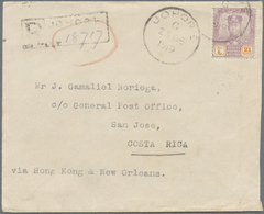 Br Malaiische Staaten - Johor: 1919, 21c. Dull Purple/orange, Single Franking On Registered Cover From - Johore