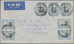 Br Malaiische Staaten - Johor: 1940, 8c. Black/pale Blue, Seven Copies On Airmail Cover From "JOHORE BA - Johore