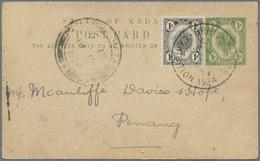 GA Malaiische Staaten - Kedah: 1924, (19. May), Postcard To Penang, Franked 2 Cts For The Local Rate. T - Kedah