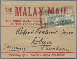 Br Malaiische Staaten - Negri Sembilan: 1908, 1c. Green, Two Copies On Wrapper "THE MALAY MAIL", Oblit. - Negri Sembilan