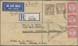 Br Malaiische Staaten - Pahang: 1940, 5c. Brown (2) And Vertical Strip Of Three 25c. Dull Purple/scarle - Pahang