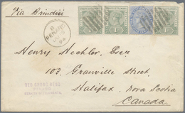 Br Malaiische Staaten - Penang: 1894, 5c. Blue And Three Copies 1c. Green, 8c. Rate On Cover From "PENA - Penang
