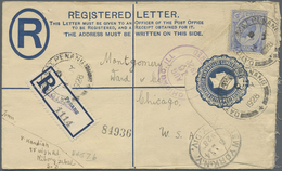 GA Malaiische Staaten - Penang: 1928, Uprated Registered Stationery Envelope 15c. Blue (RE7a), Used Fro - Penang