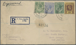 Br Malaiische Staaten - Penang: 1929, Registered Cover From "PULAU TIKUS 1 FE 1929" To New Jersey/USA W - Penang