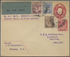 GA Malaiische Staaten - Penang: 1929, Uprated Stationery Envelope 6c. Red (E2) Incl. 8c. Overprint, Use - Penang