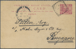 GA Malaiische Staaten - Perak: 1902, Reply Part 3c. Carmine, Commercially Used From "KUALA KANGSAR 17 J - Perak