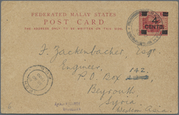 GA Malaiische Staaten - Perak: 1920, Stationery Card 4 Cents On 3c. Carmine, Used With Full Message Fro - Perak