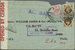 Br Malaiische Staaten - Perak: 1942, Cover GB To Kl. Bearing KGVI 3d & 1s. Censor Label Resealung Left - Perak