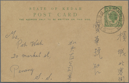 GA Malaiische Staaten - Perlis: 1940, Kedah Stationery Card 2c. Green, Commercially Used From "KANGAR P - Perlis