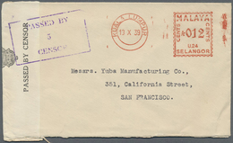 Br Malaiische Staaten - Selangor: 1939, Censored Letter Franked With "KUALA LUMPUR 13 X 39" - "012 Cent - Selangor