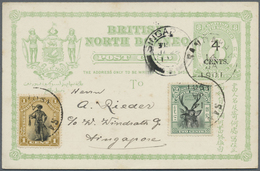 GA Nordborneo: 1901, Stationery Card 4c. On 8c. Green Uprated By 1c. Black/olive-bistre And 2c. Black/g - North Borneo (...-1963)