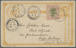 GA Nordborneo: 1907, Stationery Card 1c. Yellow-brown Uprated By 3c. Green/rosy-mauve, Used From "SANDA - North Borneo (...-1963)
